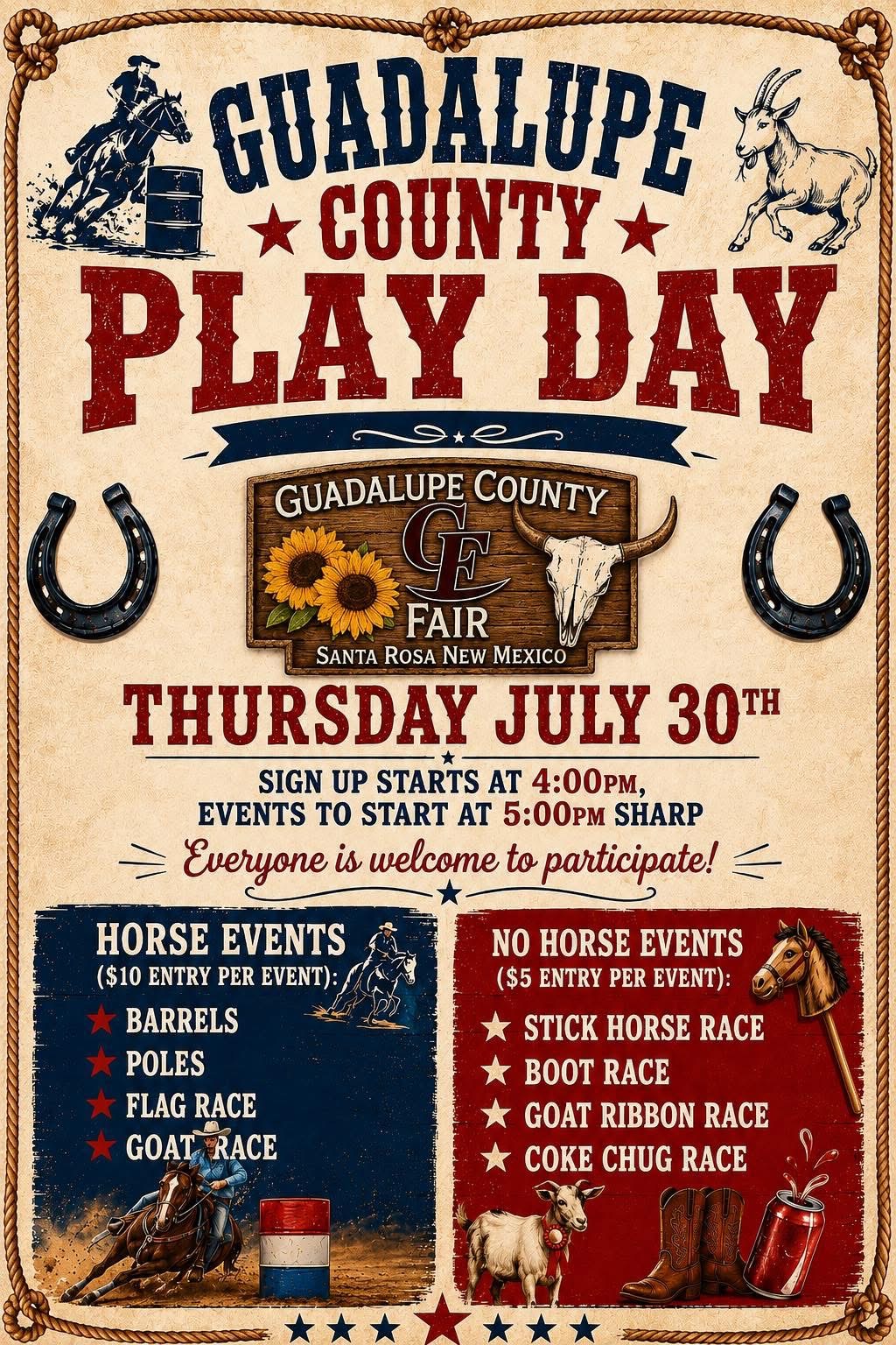 Guadalupe County Fair Playday flyer 2026
